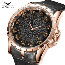 ONOLA 3809 Knight Design Watch Quartz Watches Retro Men Wristwatches Leather Strap Waterproof Relogio Masculino